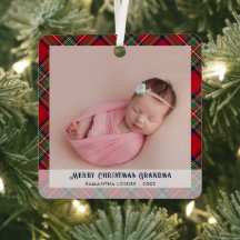 Eerste kerst Baby Foto Vakantie Tartan