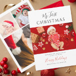Eerste kerst Baby fotocollage Feestdagenkaart<br><div class="desc">Vier de vreugde van uw kleintje's eerste Kerstmis met onze gepersonaliseerde Baby's Eerste Kerstmis Fotocollage Groeten Kaart! Leg de magische momenten van de reis van uw baby door hun eerste jaar vast in een hartverwarmende collage die de aandacht vestigt op die kostbare glimlachen, schattige giechels en charmante mijlpalen. Voeg eenvoudig...</div>