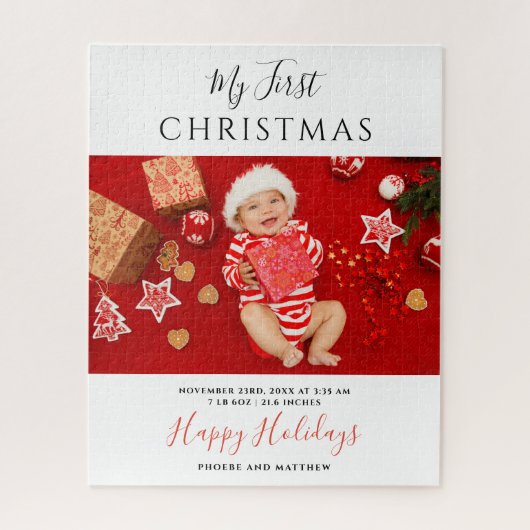 Eerste kerst baby fotocollage legpuzzel (Verticaal)