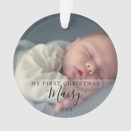 Eerste kerst baby foto's script naam ornament (voorkant)