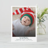 Eerste kerst Baby geboorte foto modern Feestdagenkaart (Staand voorkant)