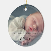 Eerste kerst baby geboorte statistieken foto keramisch ornament (Links)