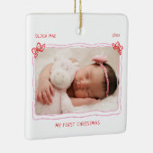 Eerste kerst Baby Hand getrokken boog Lijst Keramisch Ornament (Rechts)