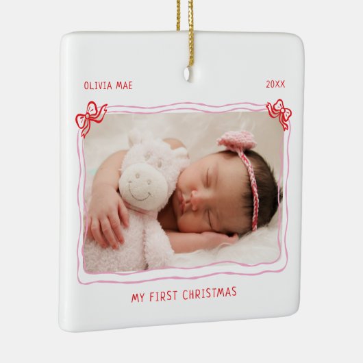 Eerste kerst Baby Hand getrokken boog Lijst Keramisch Ornament (Rechts)