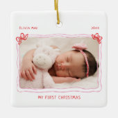 Eerste kerst Baby Hand getrokken boog Lijst Keramisch Ornament (Voorkant)
