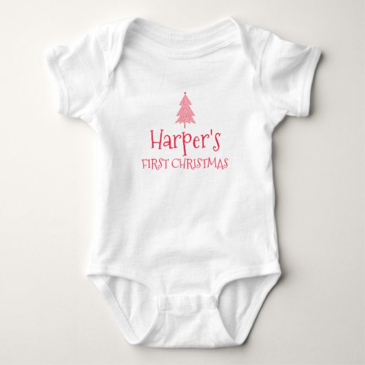 Eerste kerst baby Harper 1e Kerst naam outfit Romper (Voorkant)