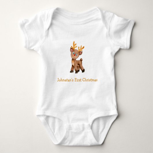 Eerste kerst baby hert baby body romper (Voorkant)