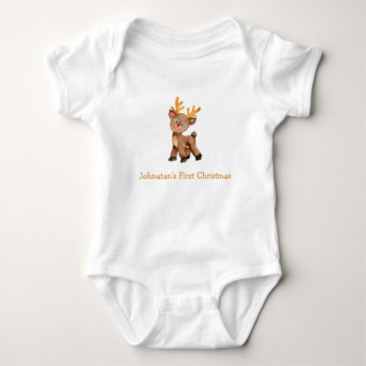 Eerste kerst baby hert baby romper (Voorkant)