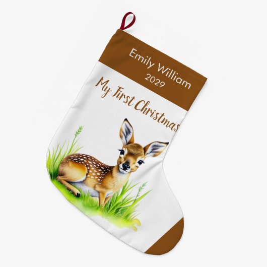 Eerste kerst baby hert grote kerstsok (Voorkant (Hangend))
