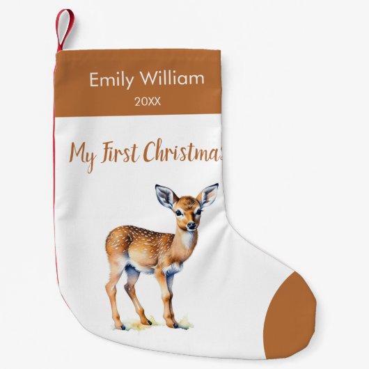 Eerste kerst baby hert kleine kerstsok (Voorkant)