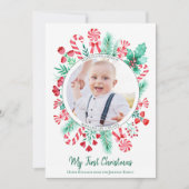 Eerste kerst Baby Keepsake kerstfoto Feestdagenkaart (Voorkant)