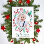 Eerste kerst Baby Keepsake kerstfoto Feestdagenkaart