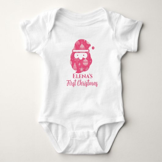 Eerste kerst Baby Meisje Santa Claus Roze Romper (Voorkant)
