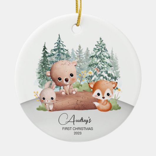 Eerste Kerst Baby Naam Ornament (Voorkant)