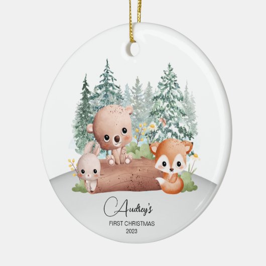 Eerste Kerst Baby Naam Ornament (Links)