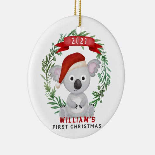 Eerste Kerst Baby Naam Ornament (Rechts)