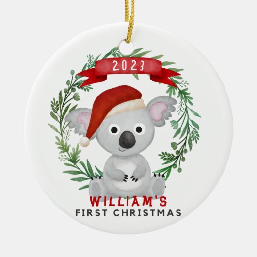 Eerste Kerst Baby Naam Ornament (Voorkant)