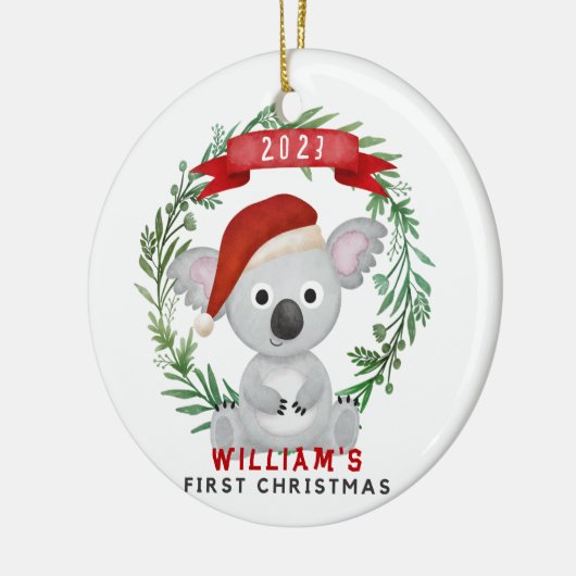 Eerste Kerst Baby Naam Ornament (Links)