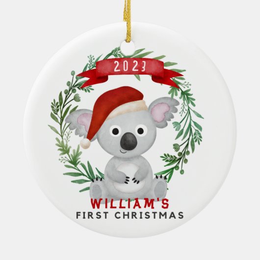 Eerste Kerst Baby Naam Ornament (Achterkant)