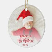 Eerste kerst Baby Photo Script Custom Keramisch Ornament (Links)