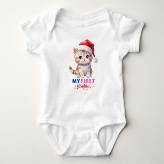 Eerste kerst Baby, schattige kattenkerst BabySuits Romper (Voorkant)