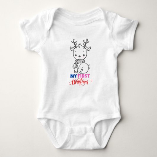 Eerste kerst Baby, Schattigee Baby rendier BabySui Romper (Voorkant)