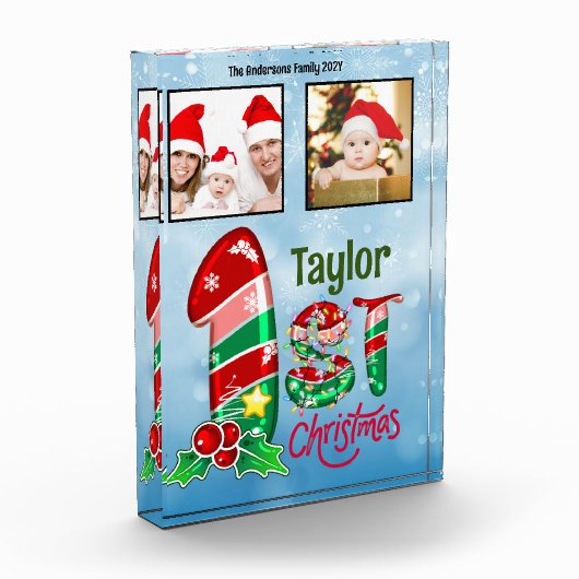 Eerste kerst Baby Twee foto's Aangepast fotoblok (Links)