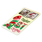 Eerste kerst Baby Twee foto's op maat Magneet (Linkerzijde)