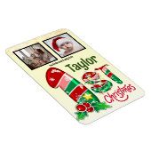 Eerste kerst Baby Twee foto's op maat Magneet (Rechterzijde)