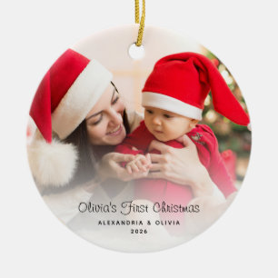Eerste kerst babyfoto's op maat keramisch ornament