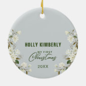 Eerste kerst babylijst foto keramisch ornament (Achterkant)