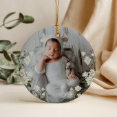 Eerste kerst babylijst foto keramisch ornament