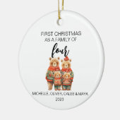 Eerste kerst Beer Familie van vier Keramisch Ornament (Links)
