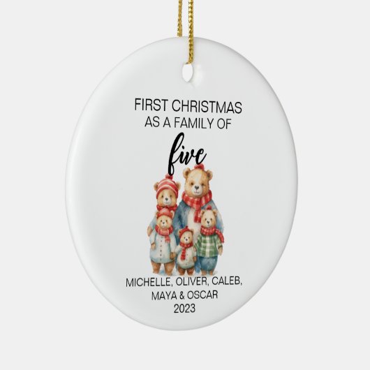 Eerste kerst Beer Familie van vijf Keramisch Ornament (Rechts)