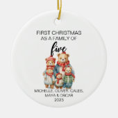 Eerste kerst Beer Familie van vijf Keramisch Ornament (Voorkant)
