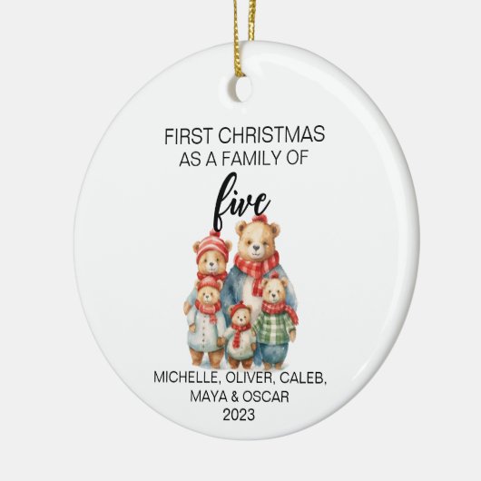 Eerste kerst Beer Familie van vijf Keramisch Ornament (Links)