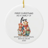 Eerste kerst Beer Familie van vijf Keramisch Ornament (Achterkant)
