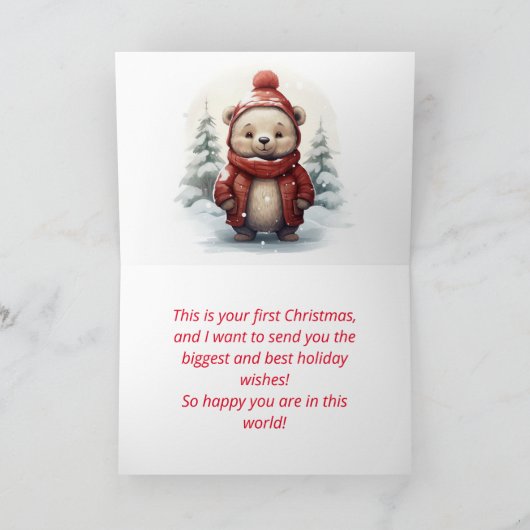 EERSTE KERST BEER KERST KAART (Binnen)
