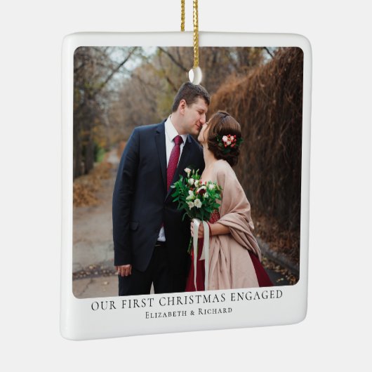 Eerste kerst betrokken minimale foto keramisch ornament (Rechts)