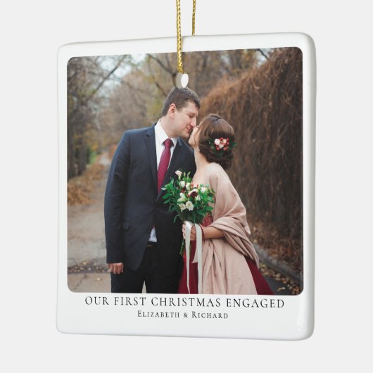 Eerste kerst  betrokken minimale foto keramisch ornament (Links)