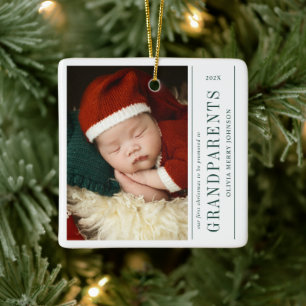 Eerste kerst bevorderde grootouders 2 foto's keramisch ornament
