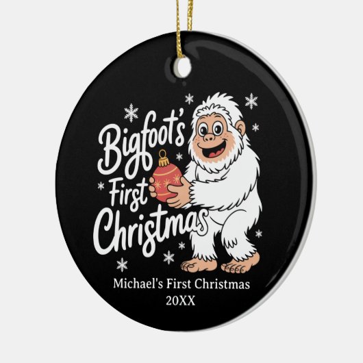 Eerste kerst BigFoot Sasquatch Funny Custom Keramisch Ornament (Links)