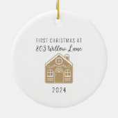 Eerste kerst bij New Home Gingerbread House Keramisch Ornament (Achterkant)
