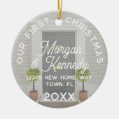 Eerste kerst bij New Home Naam Adres Ornament (Voorkant)