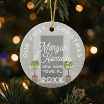 Eerste kerst bij New Home Naam Adres Ornament