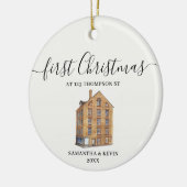 Eerste kerst bij New Home Waterverf House Keramisch Ornament (Links)
