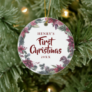 Eerste kerst bloem foto nieuwe huisdier hond kat keramisch ornament
