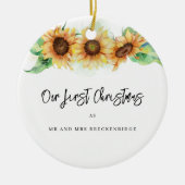 Eerste Kerst Bloemen Zonnebloem Feestdagen Keramisch Ornament (Voorkant)