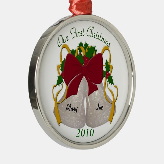 Eerste kerst bruiloft klokken Ornament (Rechts)