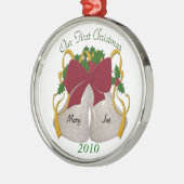 Eerste kerst bruiloft klokken Ornament (Links)